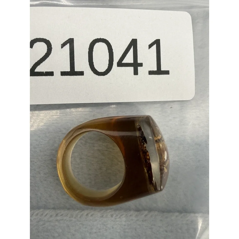 Scorpion Amber Resin Statement Ring - Honey Amber Tone